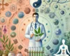 DALL·E 2025-04-18 17.54.54 - A harmonious watercolor illustration representing an integrative approach to health. At the center, a doctor blending modern and traditional styles, h