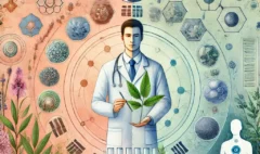 DALL·E 2025-04-18 17.54.54 - A harmonious watercolor illustration representing an integrative approach to health. At the center, a doctor blending modern and traditional styles, h