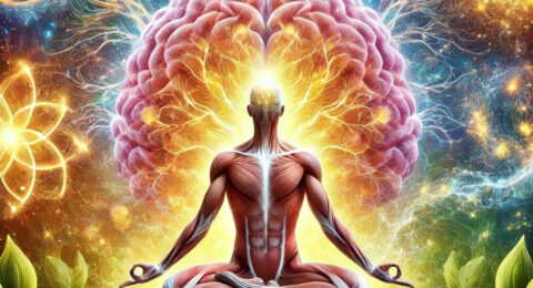 DALL·E 2024-11-26 13.04.32 - An artistic representation of the power of health in mind, body, and spirit. The image features a luminous human figure in a yoga pose at the center,