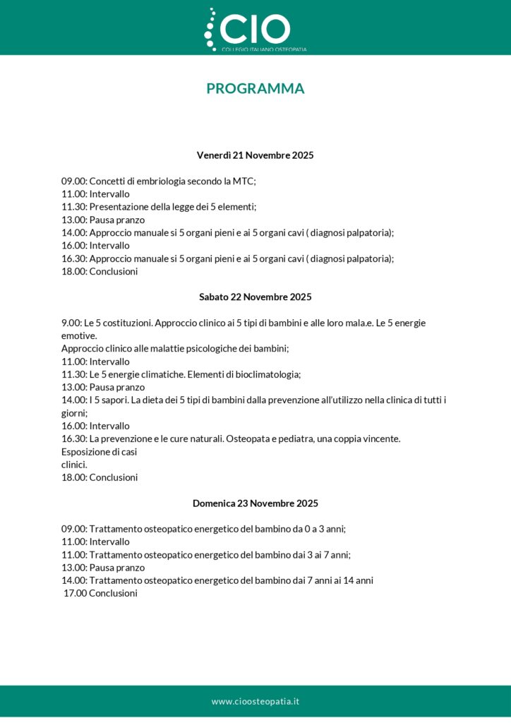 Osteopatia pediatrica & Medicina Tradizionale Cinese: tre giornate di formazione integrata pediatria page 0002 -