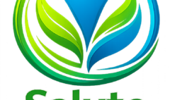 Logo “Salute nelle tue mani” con figura stilizzata blu tra foglie verdi e cerchio verde-azzurro