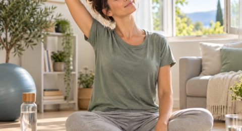 Recuperare dopo il caldo con stretching dolce, idratazione e benessere muscolare dopo l’estate
